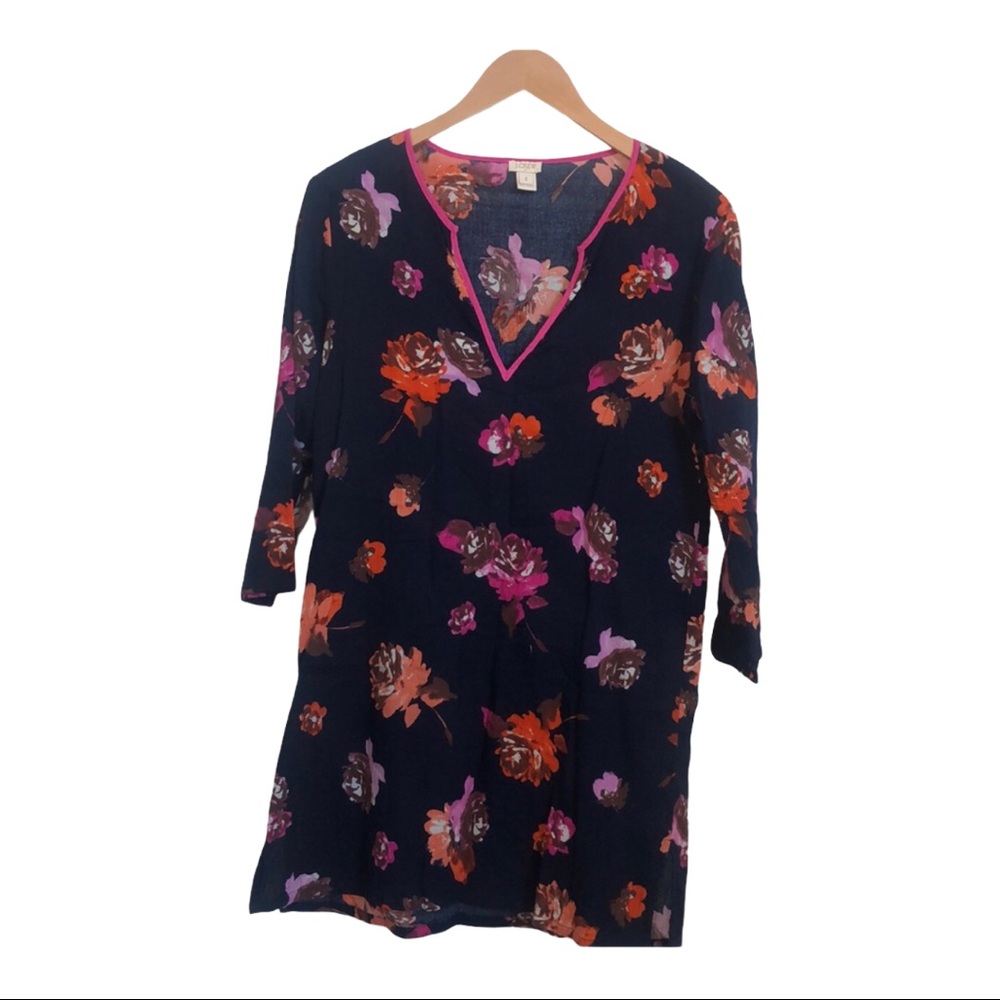 J crew floral tissue tunic cotton top / mini dress